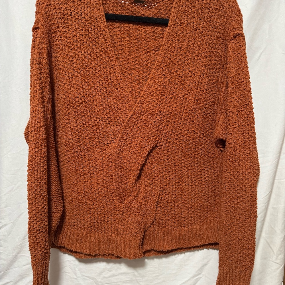 Free People Coco V-Neck Sweater in Rust Color